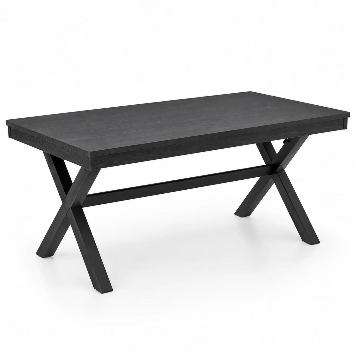 Table à manger rectangulaire en bois et métal noir