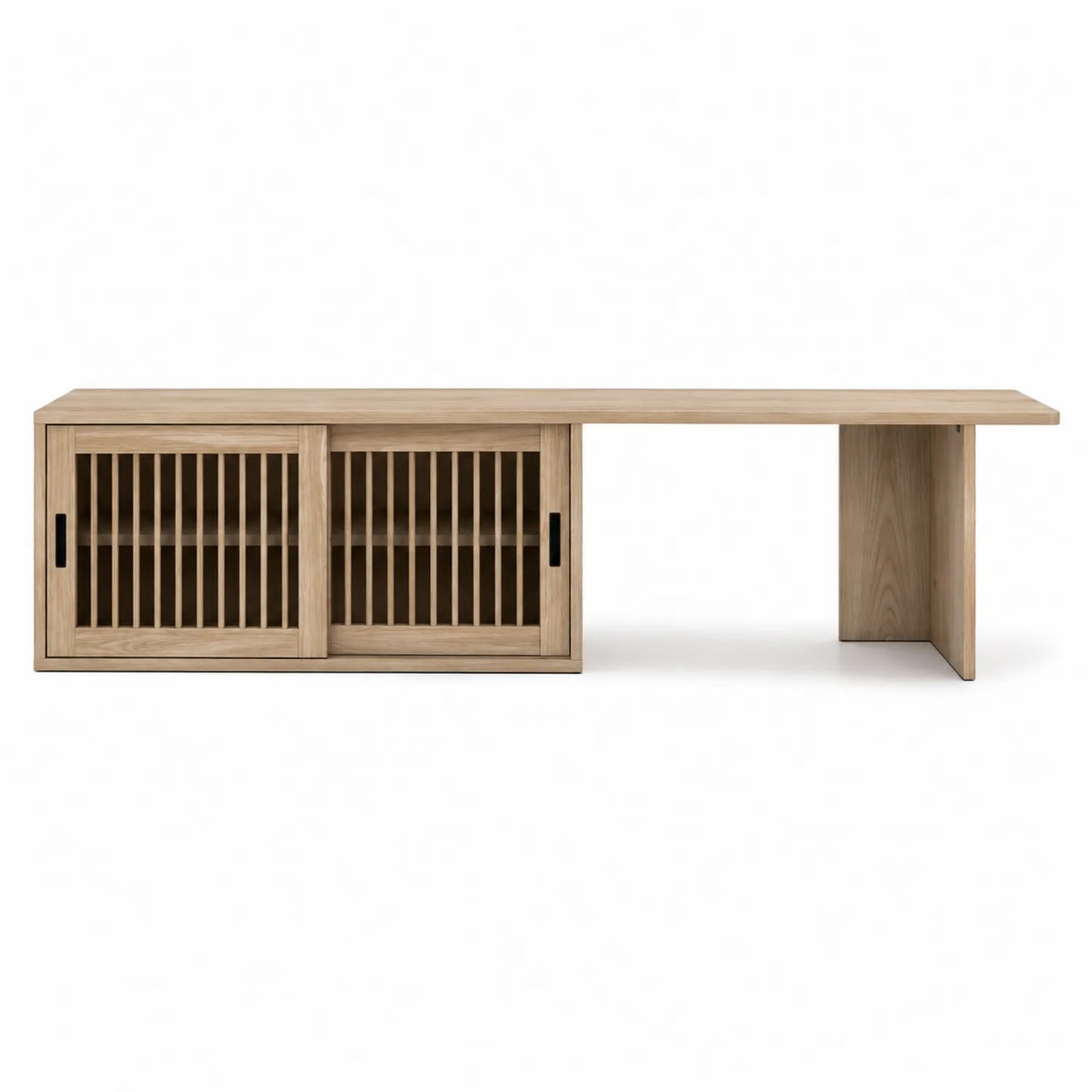 Meuble TV en Bois Massif avec Portes Coulissantes 150x40x45 cm