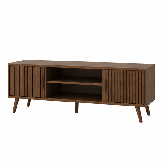 Meuble TV en bois avec portes à persiennes 150x40x50cm