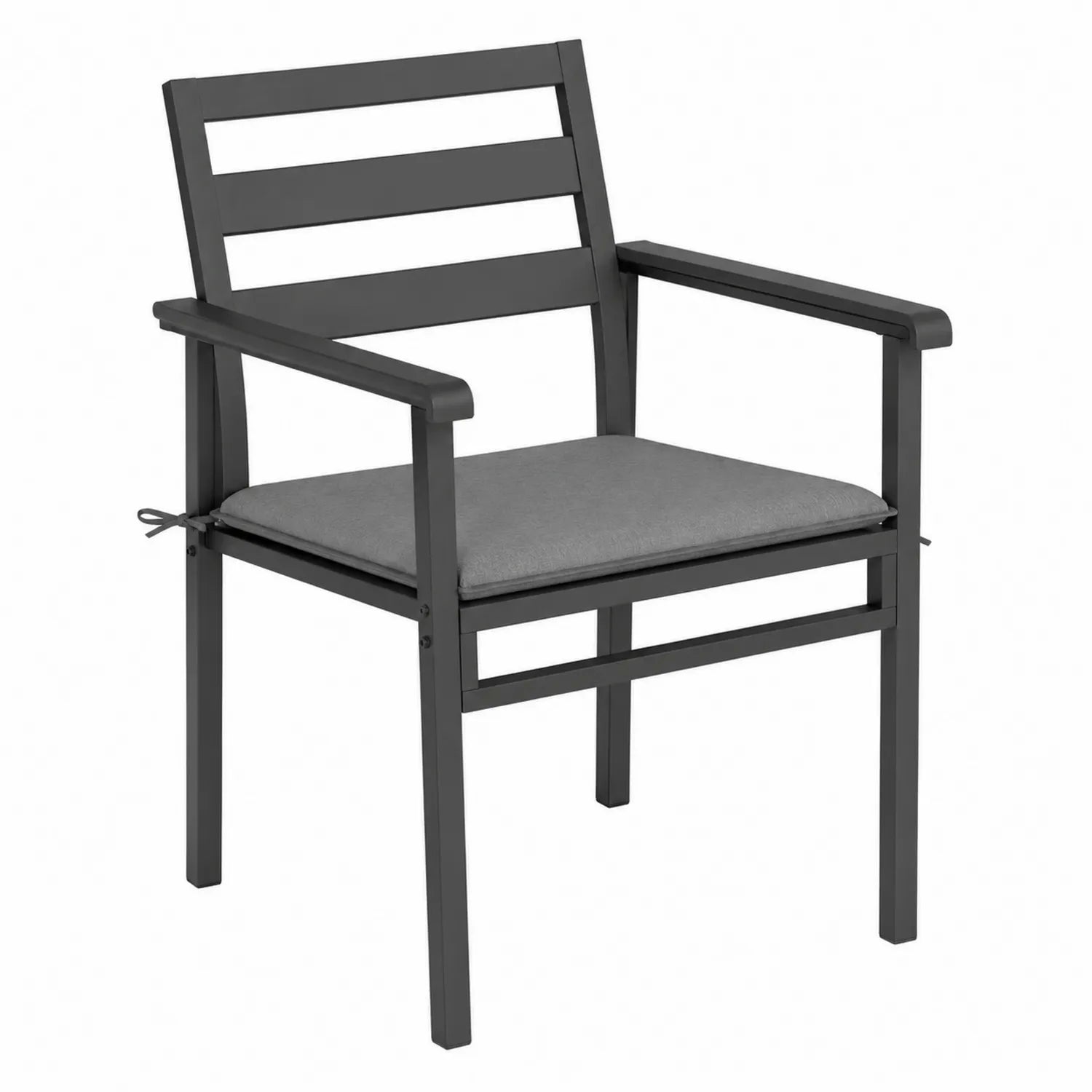 Chaise d'extérieur en métal avec coussin gris