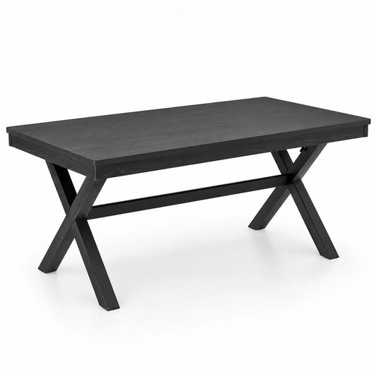 Table à manger rectangulaire en bois et métal noir