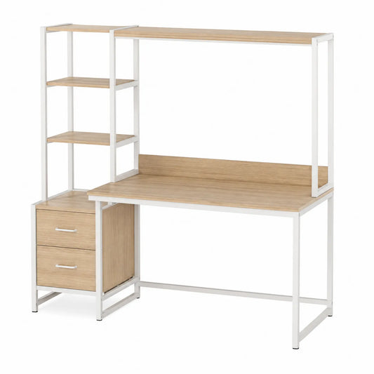 Bureau en Bois et Métal Chêne Clair 120x60x140 cm