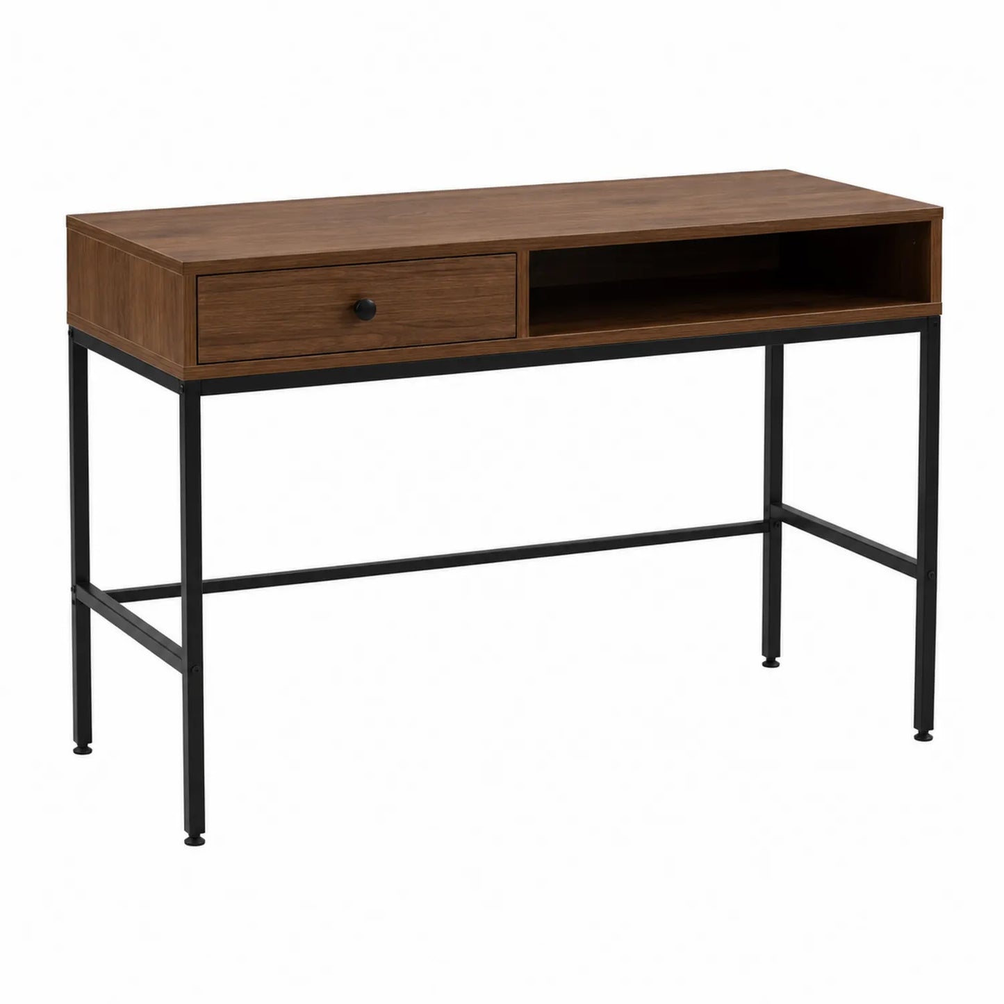 Bureau rectangulaire en bois et métal avec tiroir et compartiment ouvert 120x60x75 cm