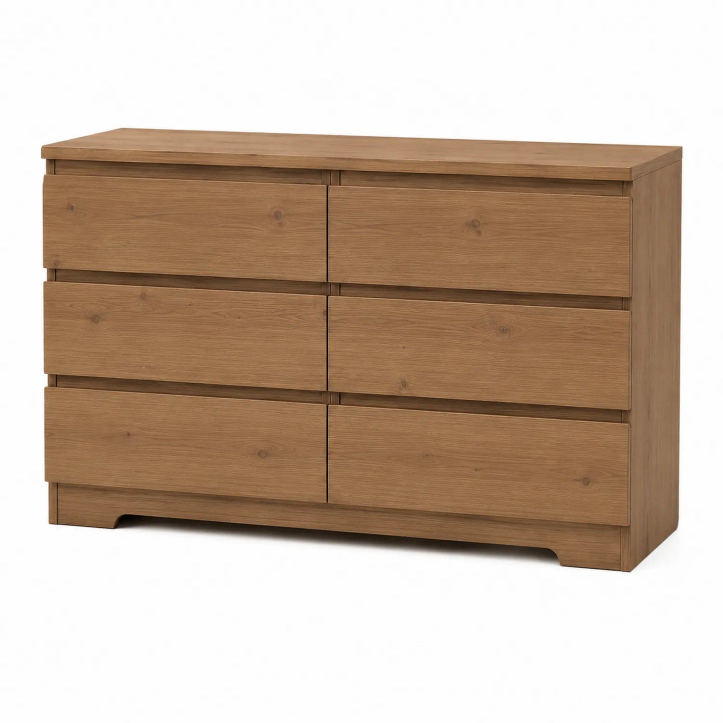 Commode en bois à 6 tiroirs Chêne clair 120x40x75 cm