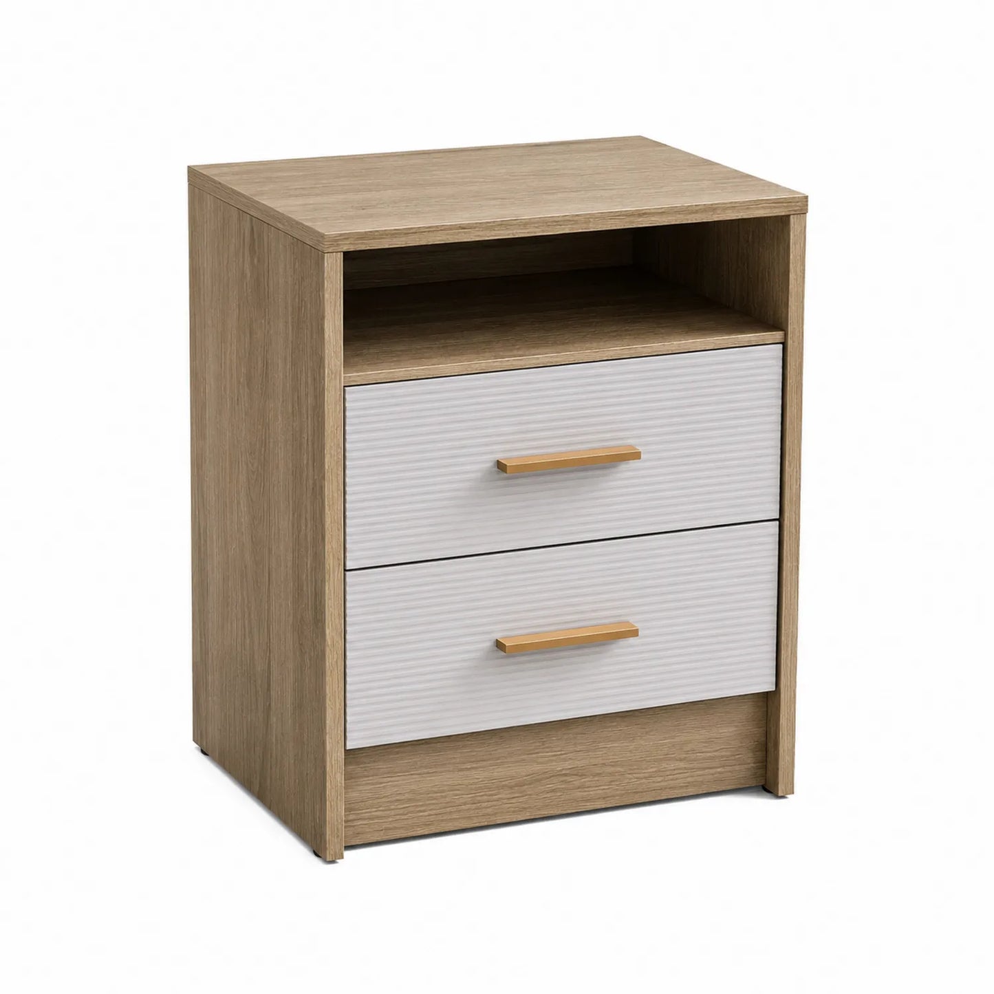 Table de chevet en bois avec 2 tiroirs blancs 40x35x60 cm