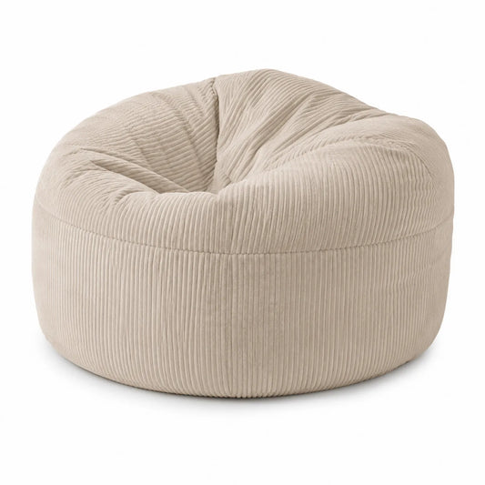 Pouf poire en velours côtelé Beige 80 cm