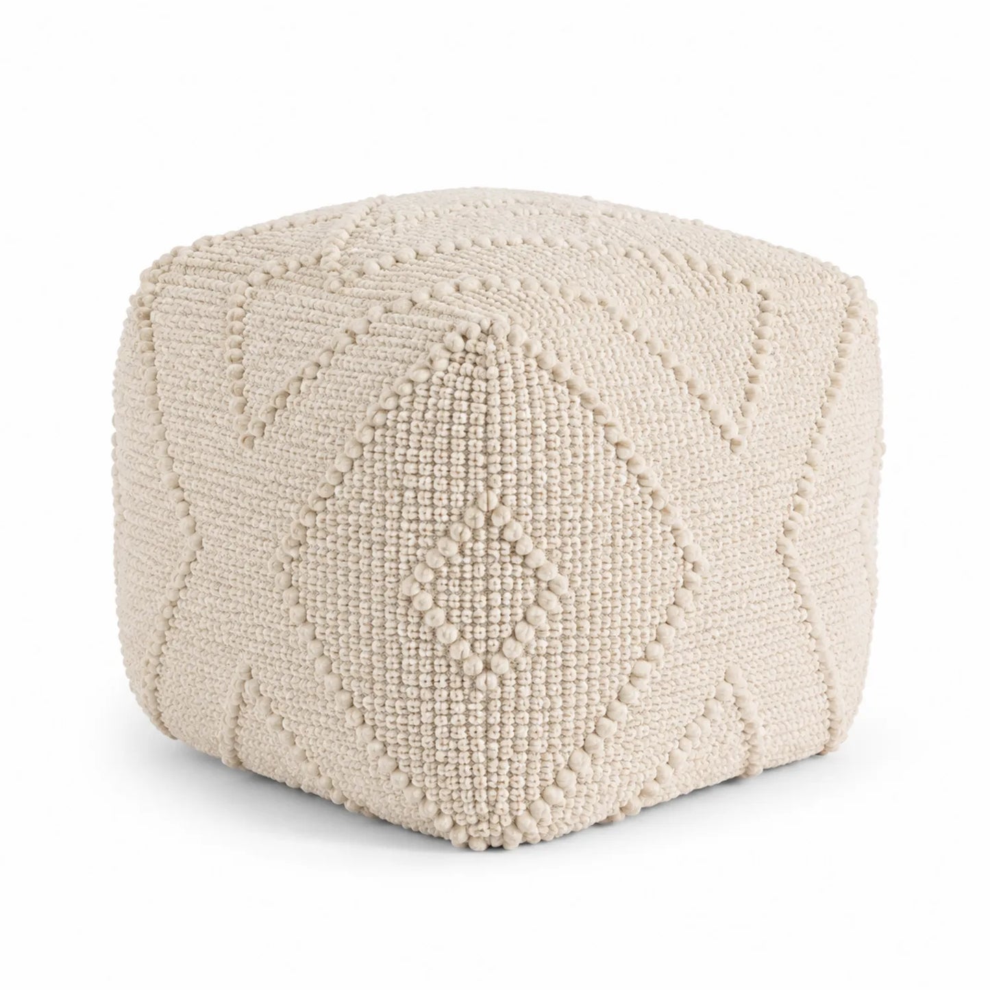 Pouf en coton beige 40x40x40 cm