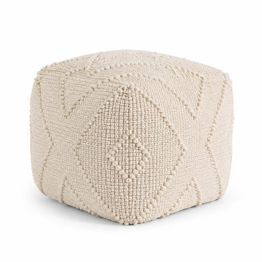 Pouf en coton beige 40x40x40 cm