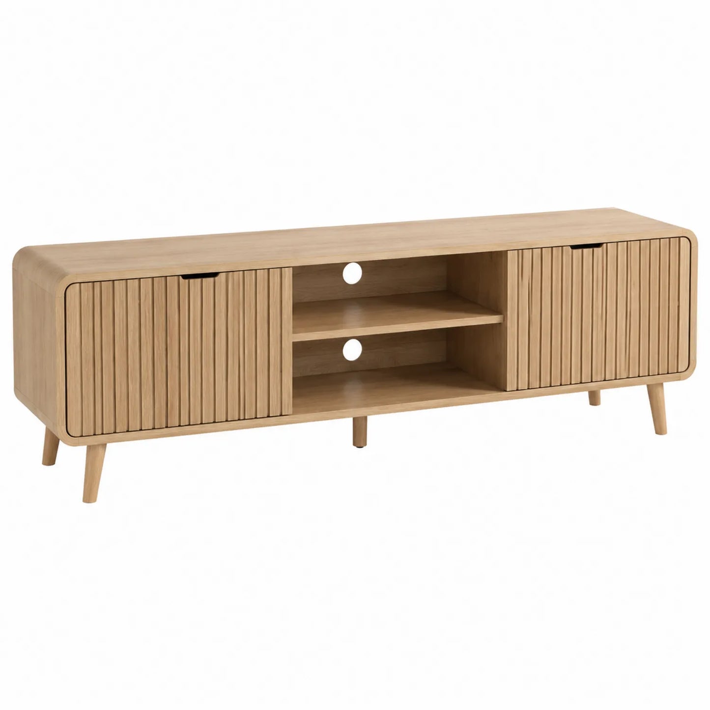 Meuble TV en bois MDF avec placage bois clair 160cm